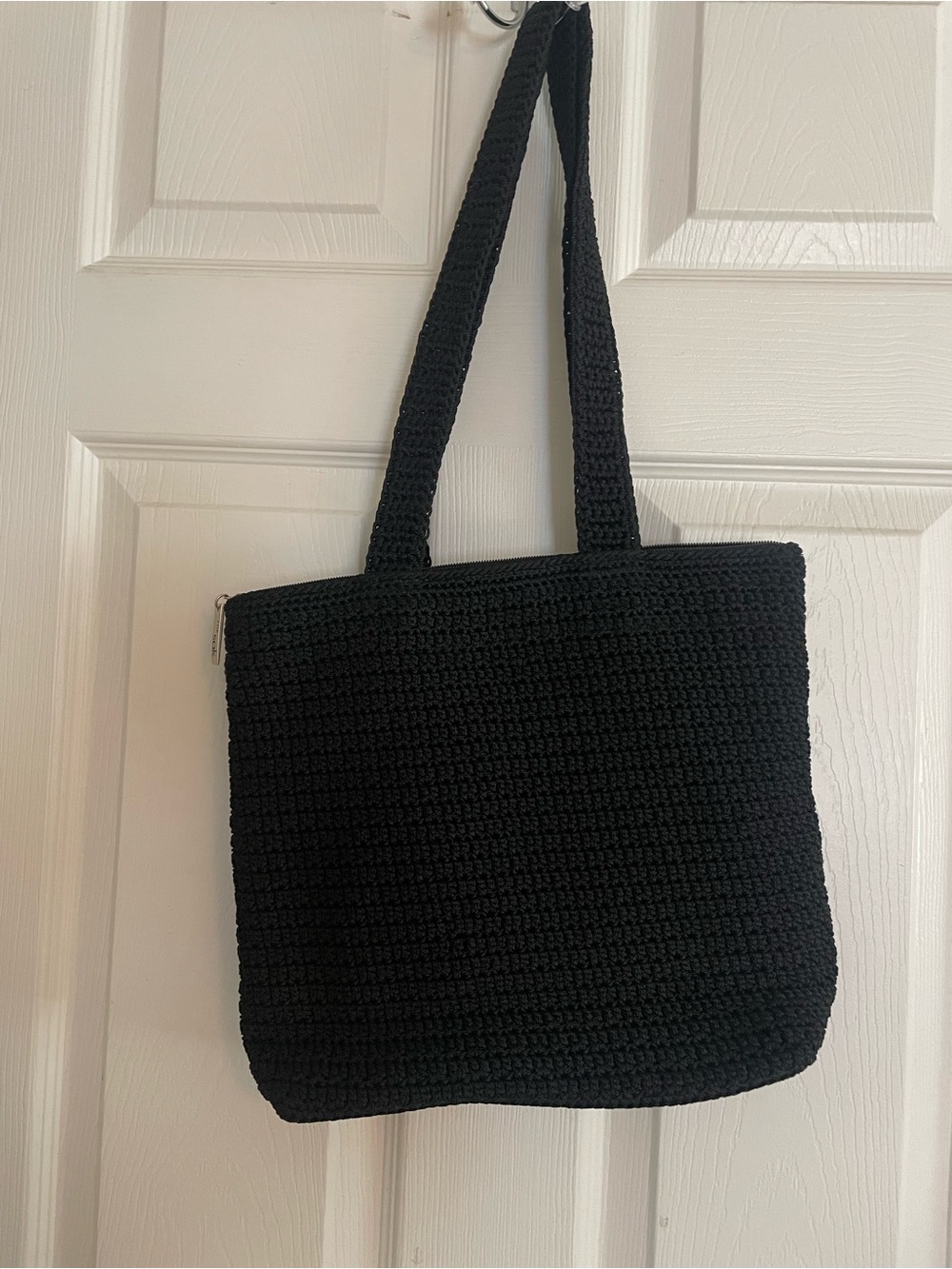 The Sak Black Crochet Tote Bag with Long Shoulder Straps
